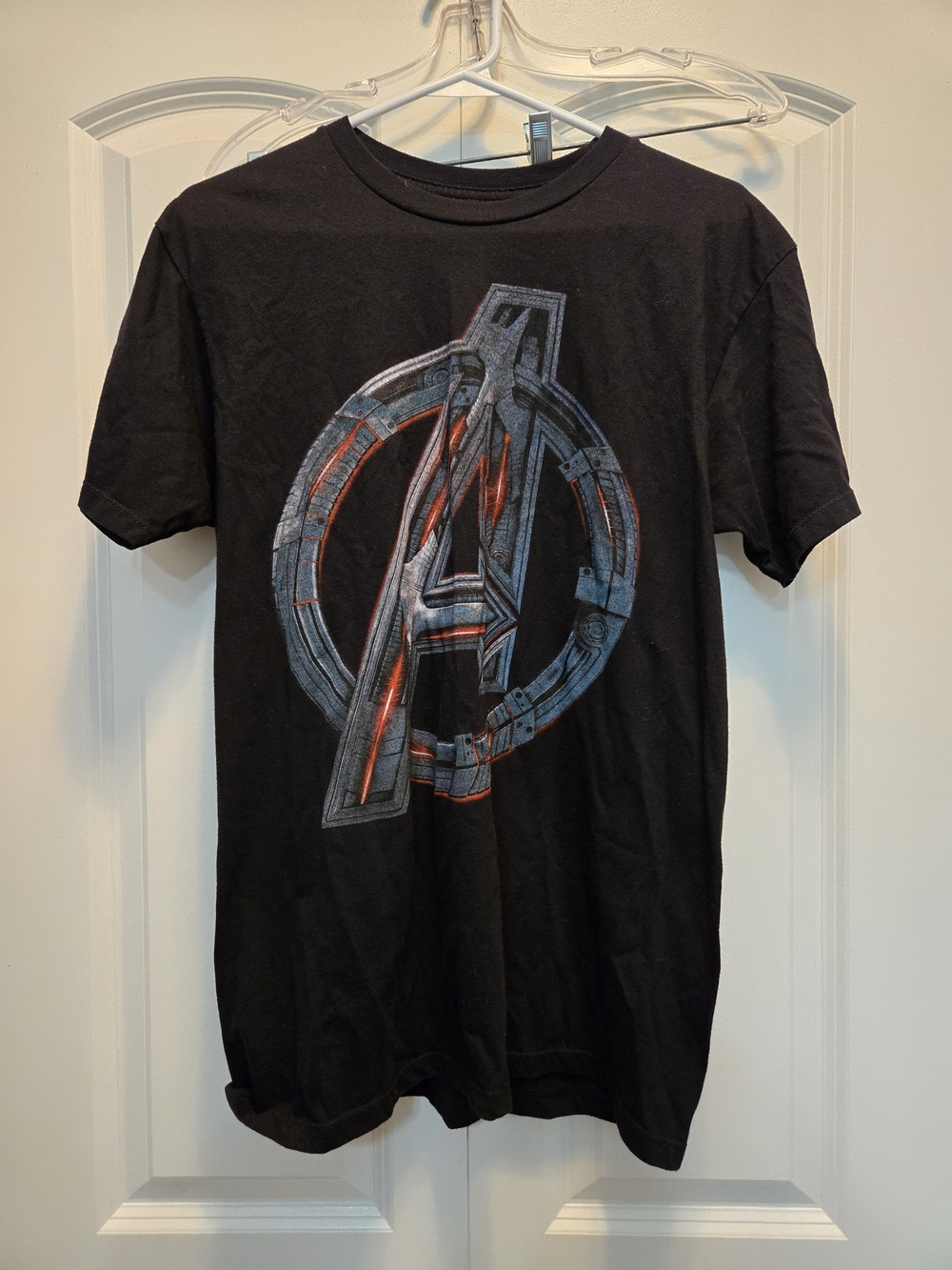 Marvel Black Short-Sleeve Tee with Metallic Avengers Logo